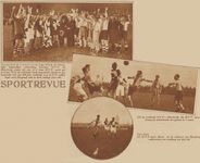 873788 Collage van 3 foto's betreffende de voetbalwedstrijd van U.V.V. (Utrecht) tegen Elinkwijk (Zuilen), op het ...